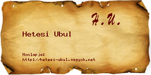 Hetesi Ubul névjegykártya